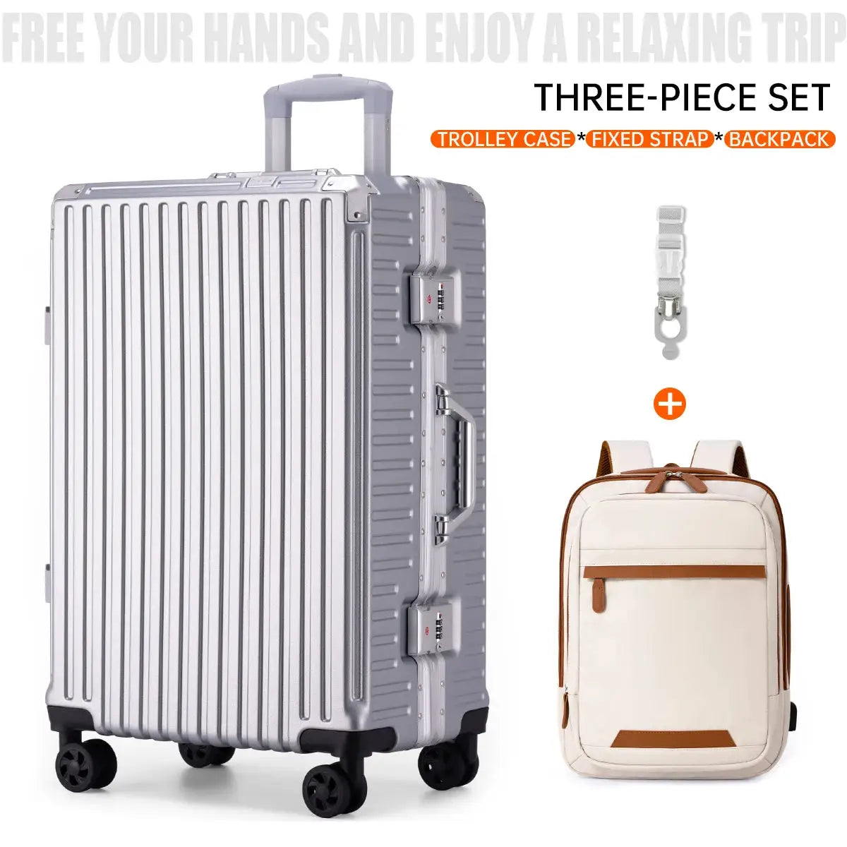 Trolley Luggage Aluminum Frame Rolling Suitcase Durable Carry On With USB Charging And 360 Degree Spinner Wheels