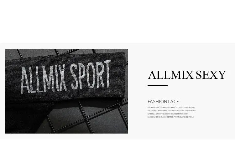 Thong underwear with elastic wide waistband in black, ALLMIX SPORT branding, Simples Market