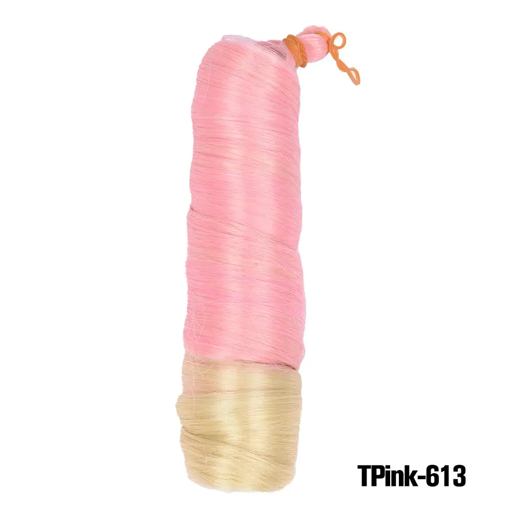 French Curls Braiding Hair by Simples Market, 24-inch pink and blonde synthetic spiral curls, pre-stretched.