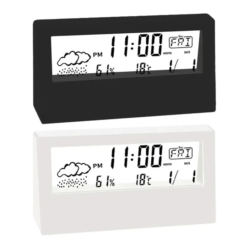 LED Thermometer And Thermo Hygrometer Clock Weather Station With Alarm