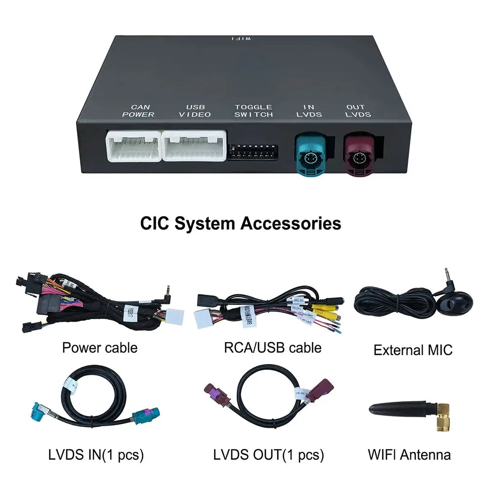 Simples Market black CIC car multimedia module for BMW with wireless CarPlay/Android Auto; LVDS/CAN ports.
