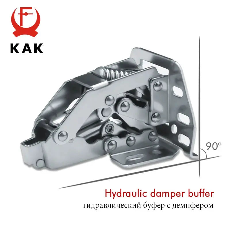 KAK hydraulic cabinet hinge with soft-close damper, metallic silver finish