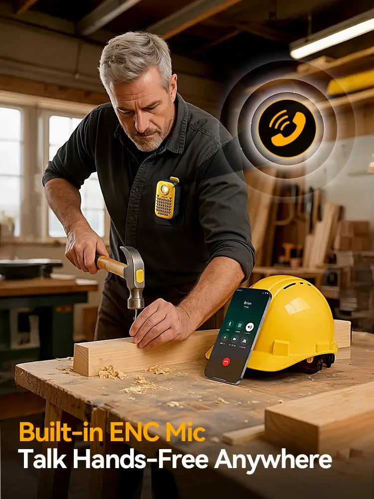 Simples Market Joyroom wearable Bluetooth speaker clipped to shirt; yellow clip-on personal speaker with built-in mic