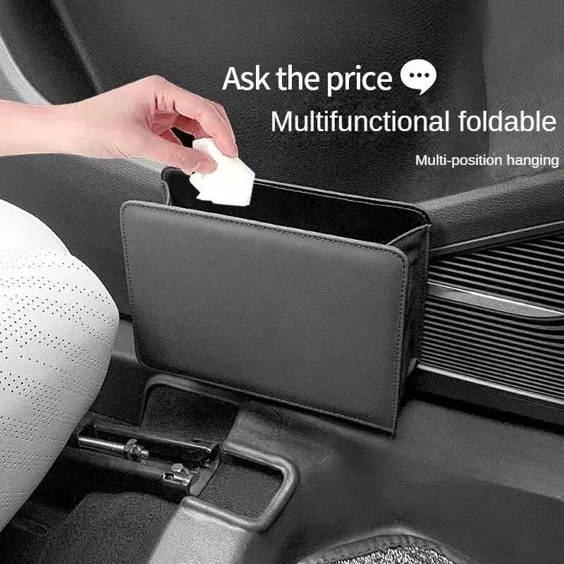 Foldable Car Door Oxford Cloth Storage Box Seat Back Organizer Bag Hanging Trash Can For Car Interior