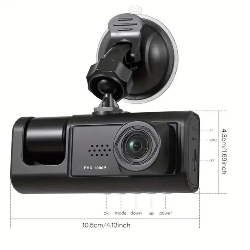 Simples Market 1080P dual dash cam with front and interior cameras IR night vision wide-angle lens suction mount