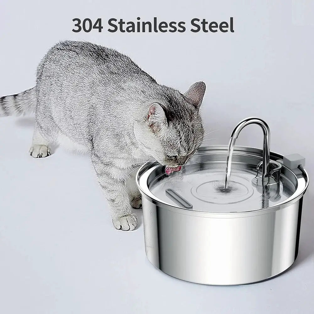 Stainless Steel Automatic Pet Water Fountain USB Quiet Filter Bowl