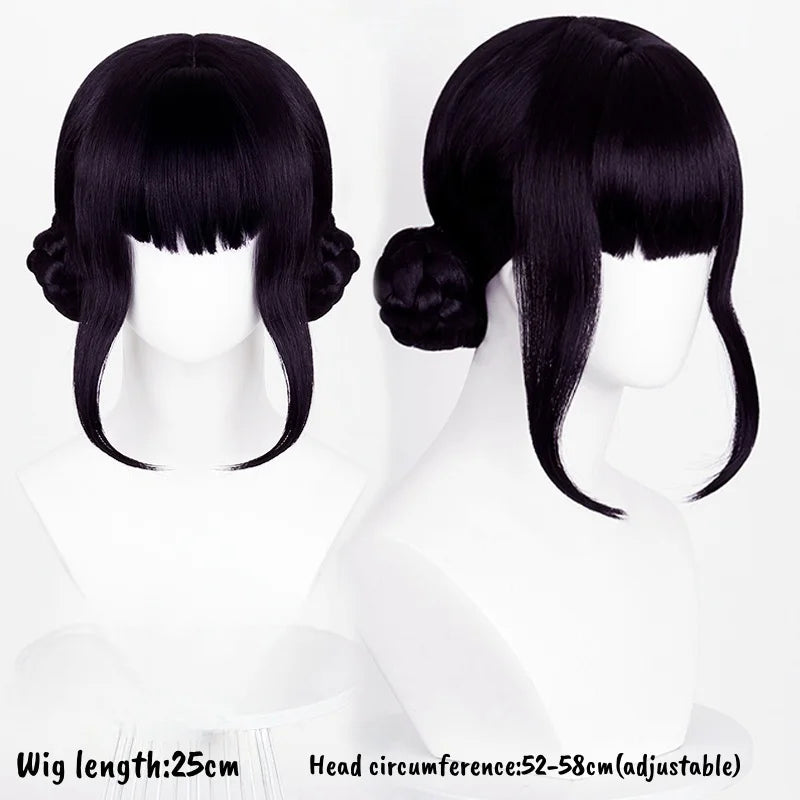 Simples Market cosplay wig set, purple-black long heat-resistant synthetic wigs for Kpop/Anime, 25cm, adjustable 52–58cm, pack of 2