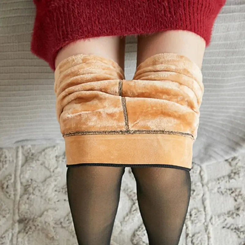 ThermoLux Fleece Lined Thermal Stockings For Women Warm Slim Translucent Velvet Tights Winter Legwear