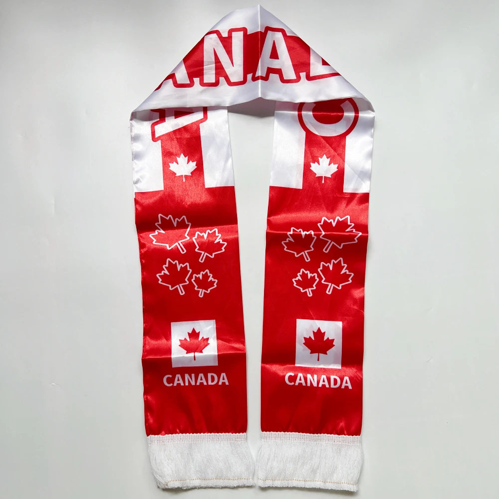 Double Sided Satin Scarf Flag USA Mexico Netherlands Iraq Haiti France