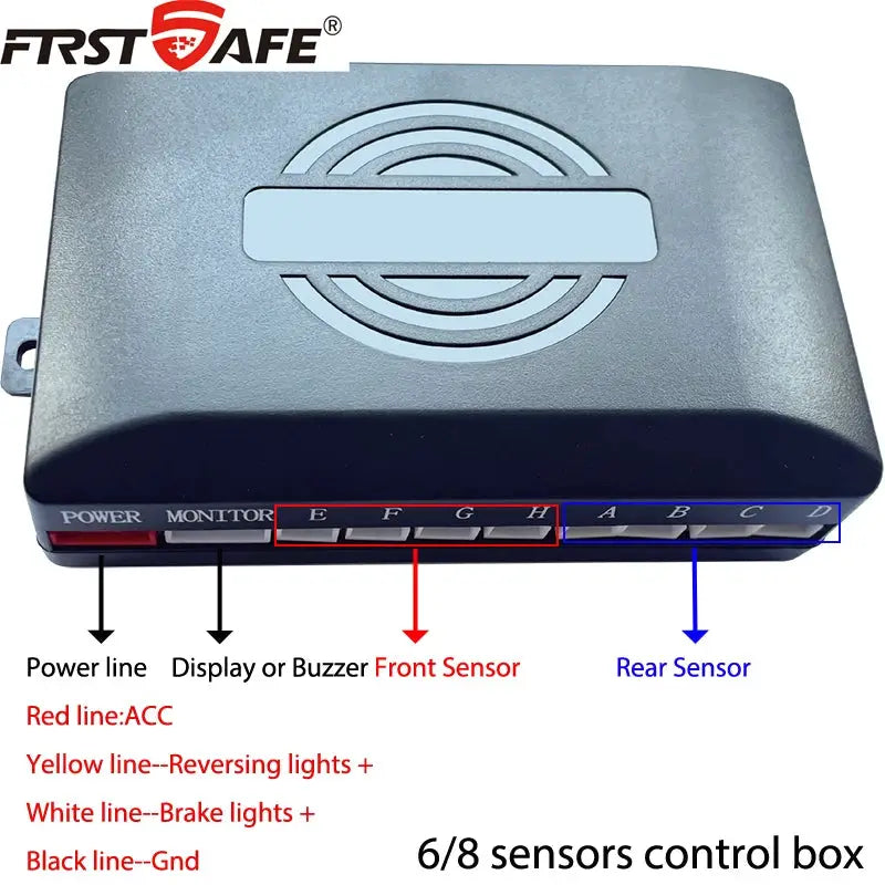 FirstSafe parking sensor control box with mood light display and 6/8 radar sensors