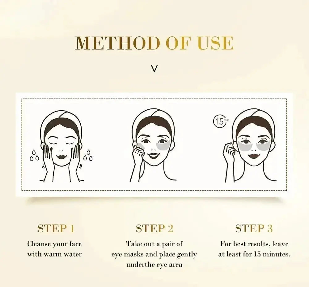 60 Pieces Golden Moisturizing Eye Mask Set With Collagen And 24K Gold For Under Eye Hydration Korean Skincare