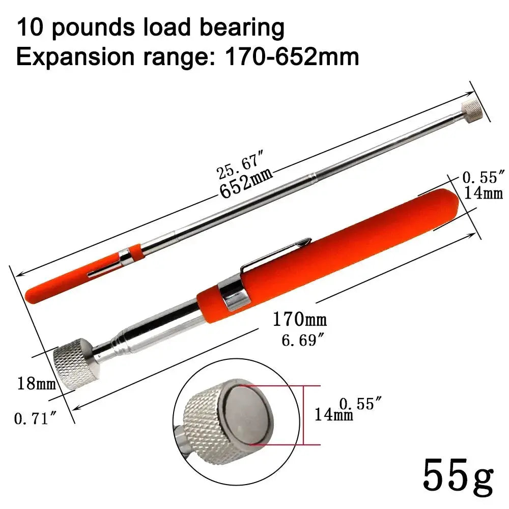 Magnetic Retractable Pickup Tool With Suction Iron Rod Portable Multifunctional Extractor Pen Clip For Automotive Repair