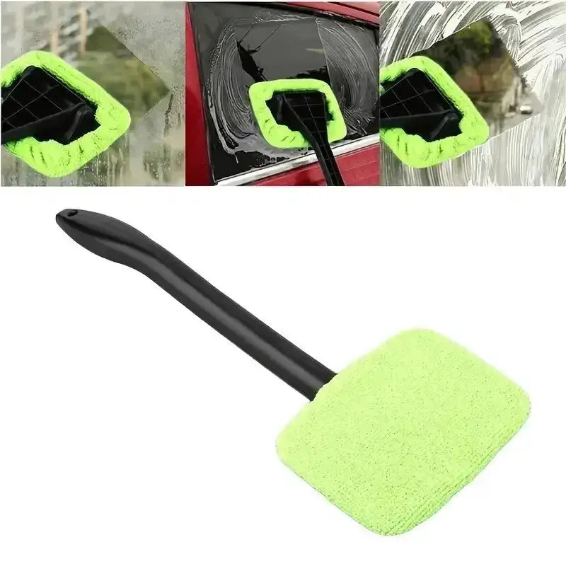 Windshield wash tool Simples Market with long black handle and neon green foam pad