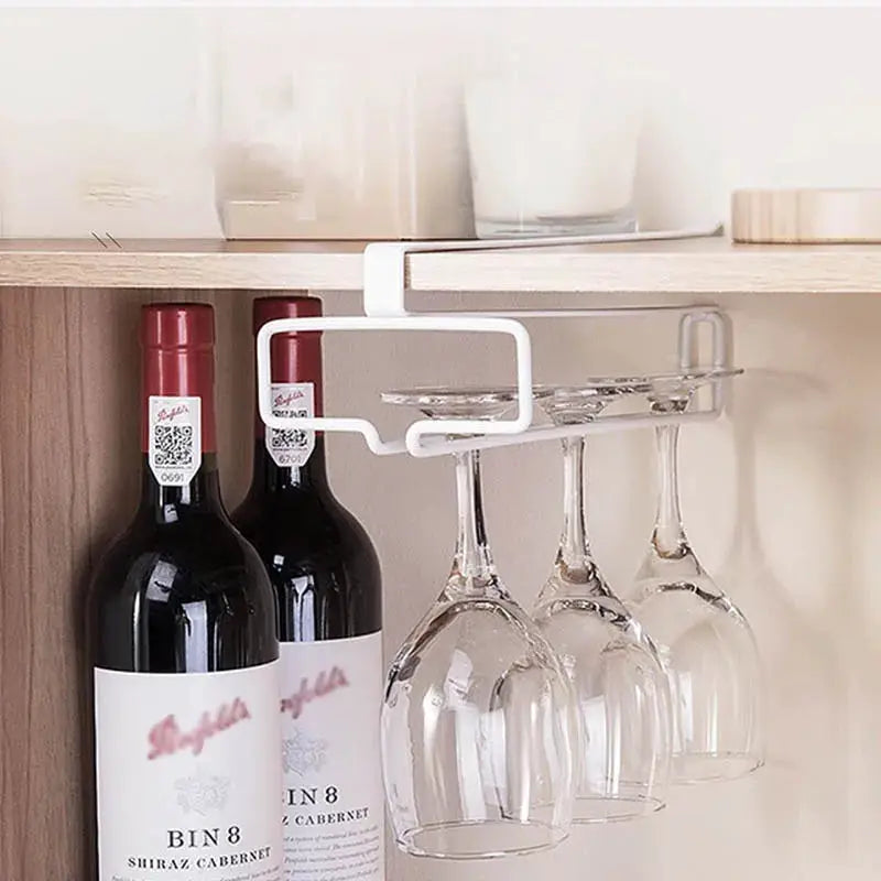 No Drilling Metal Wine Glass Holder Under Cabinet Stemware Rack For Kitchen Organization And Bar Storage