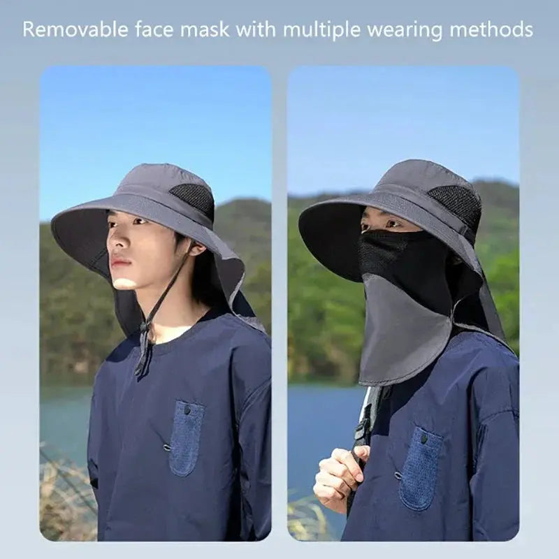 Summer Sun Hat UV Protection Outdoor Hiking Camping Fishing Men Women Visor Bucket Neck Flap Cap