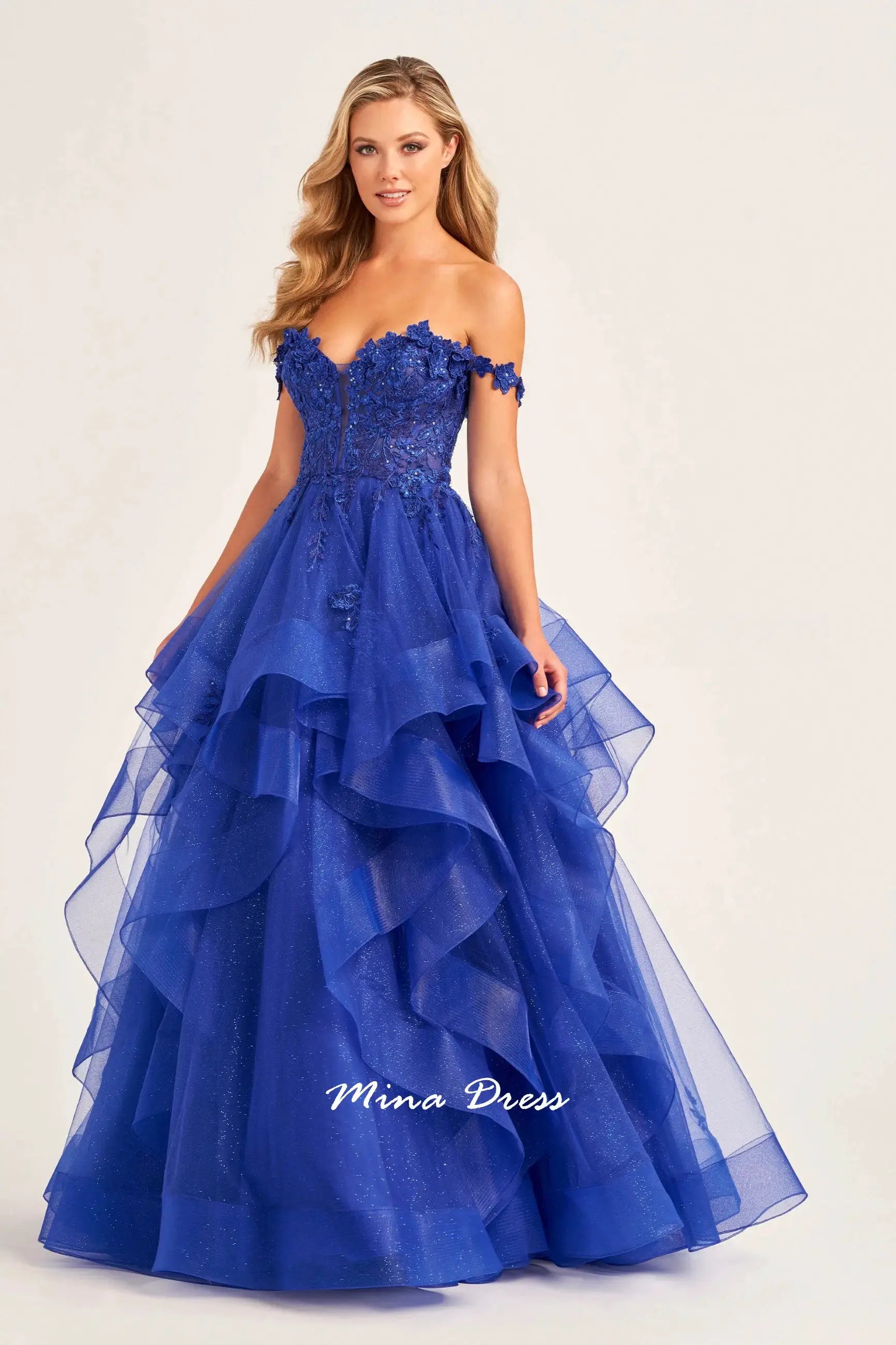 Mina Removable Shoulder Strap Evening Gown Backless Lace Applique Prom