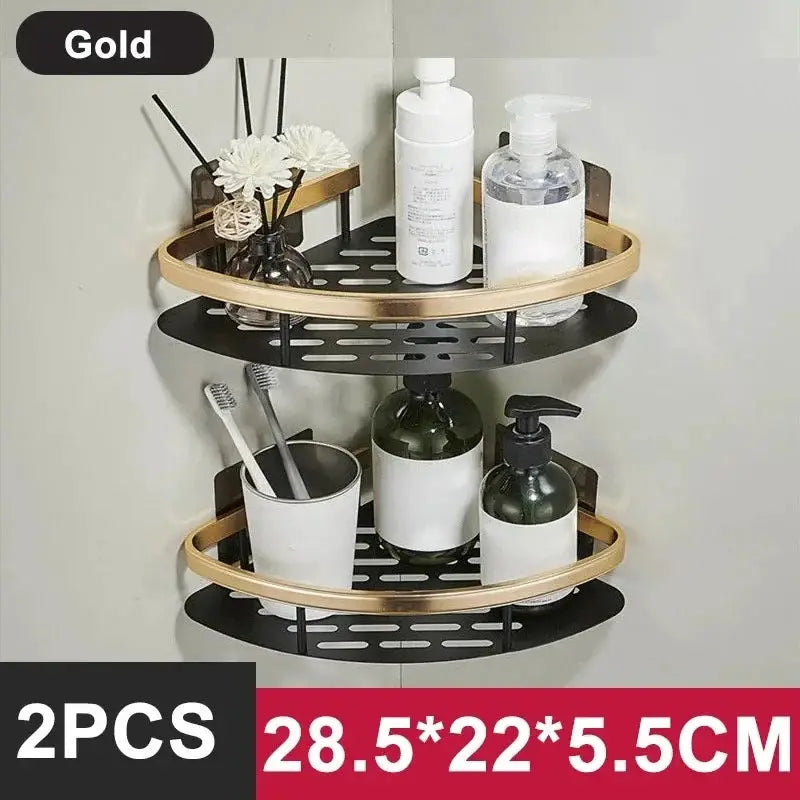 Wall Mounted Shower Shelf Aluminum Alloy No Drill Bathroom Organizer