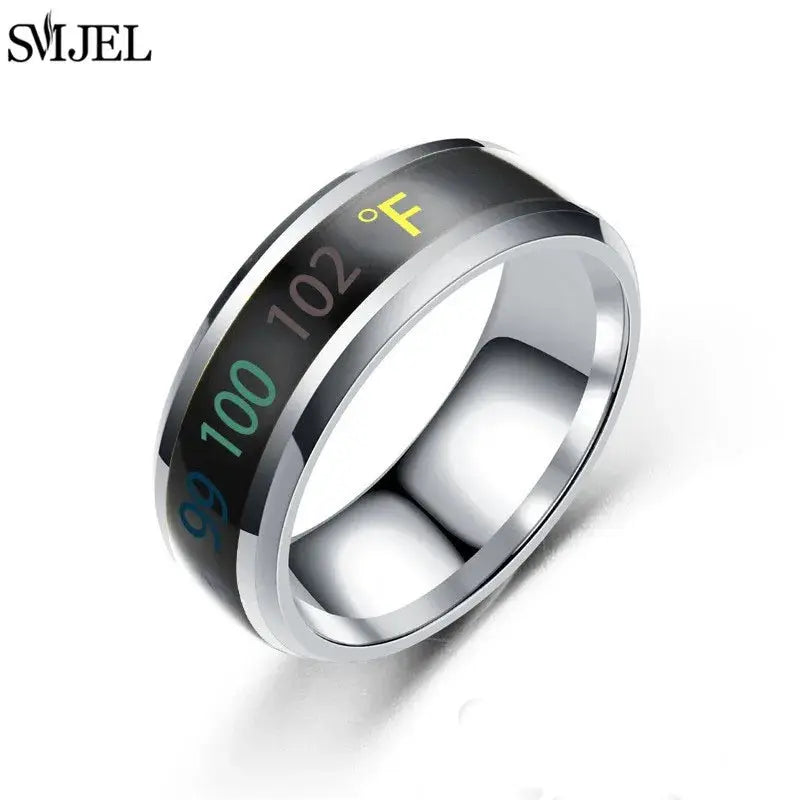 Smart Stainless Steel Sensor Body Temperature Ring With Real Time Display For Couples Multifunctional Monitoring