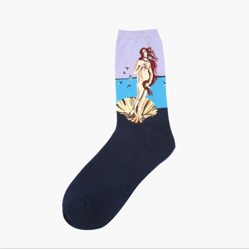 Van Gogh Mural Inspired Retro Men Socks 1 Pair Autumn Winter World Famous Oil Painting Series Funny Socks