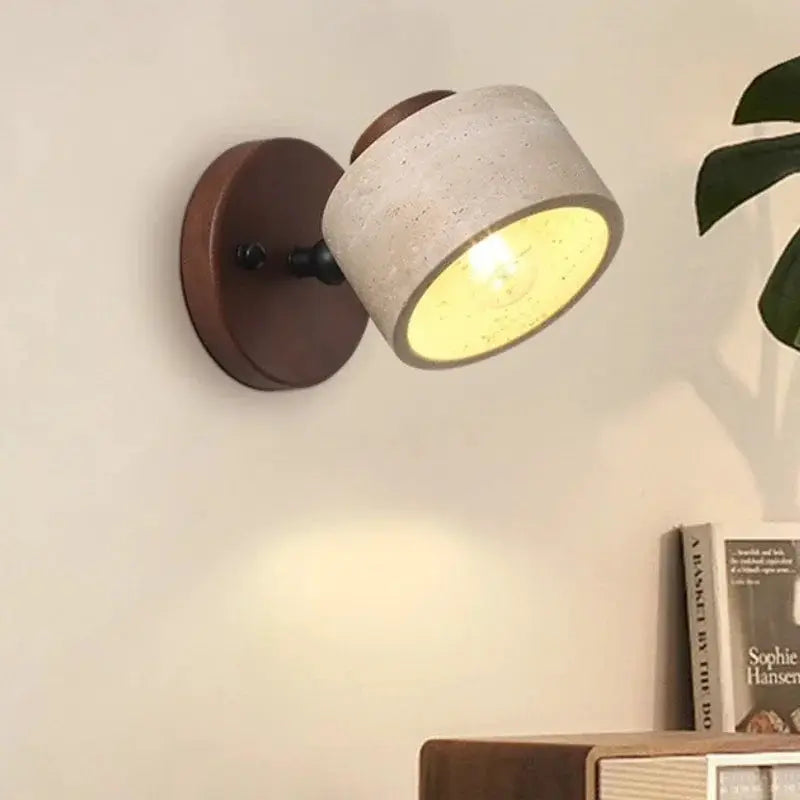 Simples Market yellow cave-stone Japanese-style bedside wall lamp with rotatable head and switch