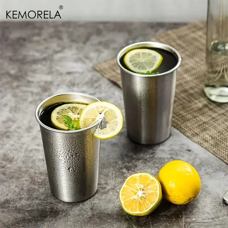 Kemorela 4 Piece Stainless Steel Cup Set With 300ml 400ml And 500ml Tumblers Stackable Camping Drinking Glasses