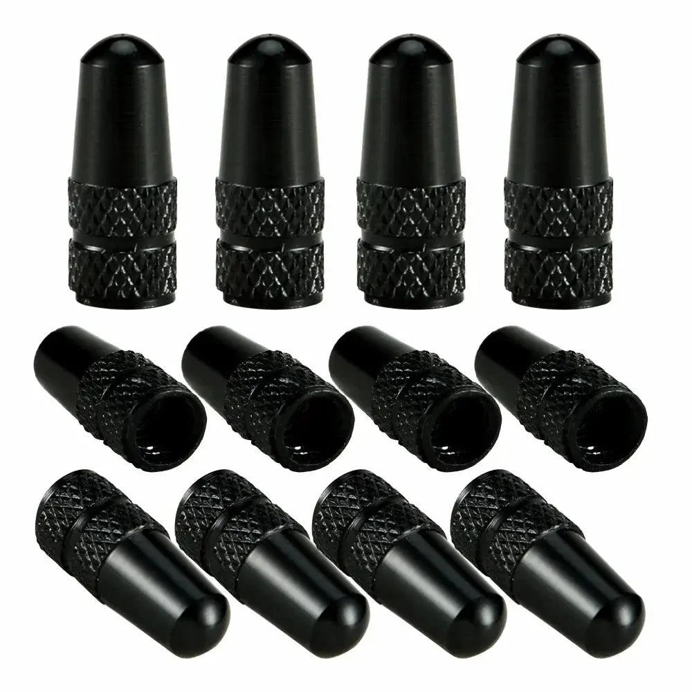 Aluminum Presta valve caps for bicycles, black, 12-pack by Simples Market