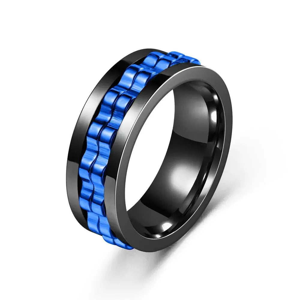 Anti Stress Stainless Steel Ring For Men Gear Rotating Anxiety Relief Spinning Fidget Ring Punk Jewelry Size 6 13