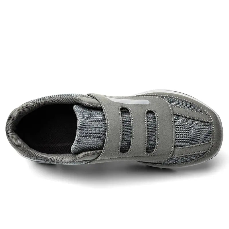 Wide Toe Sneakers by Simples Market, gray orthopedic shoes with Velcro straps for swollen feet
