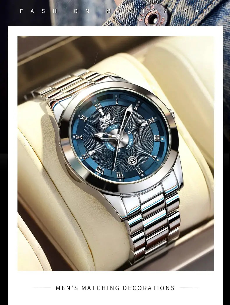 OPK 6056 men's stainless steel watch with blue textured dial by Simples Market