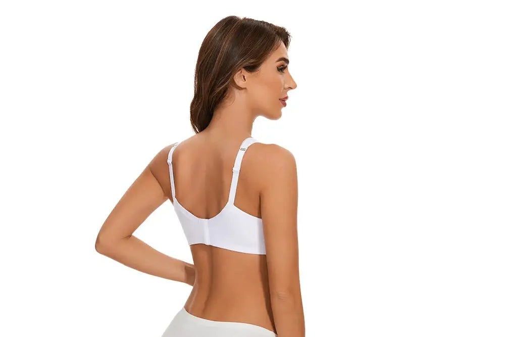 Sheroine Plus Size Underwire Bra from Simples Market, white back view with adjustable straps.