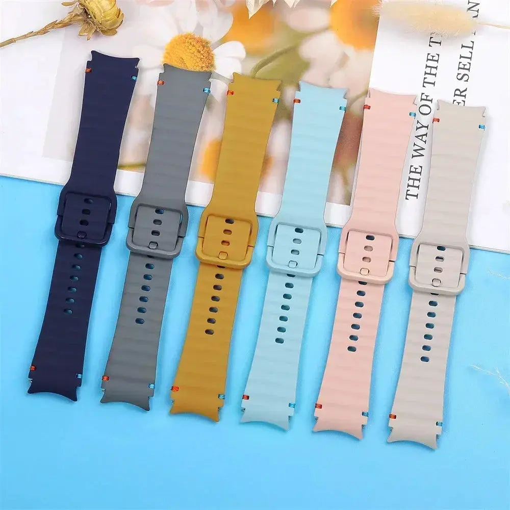 Original silicone watch strap set for Samsung Galaxy watches 7/FE/5 Pro/6/4 (44mm/40mm), set of 7 colorful bands by Simples Market