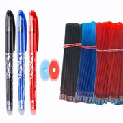 Simples Market 25-Piece Kawaii erasable gel pen set with floral-pattern pens in black, blue and red