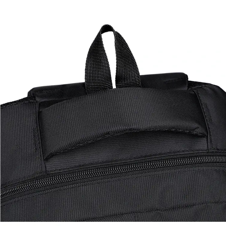 Simples Market laptop travel backpack, black nylon with top handle and durable zipper
