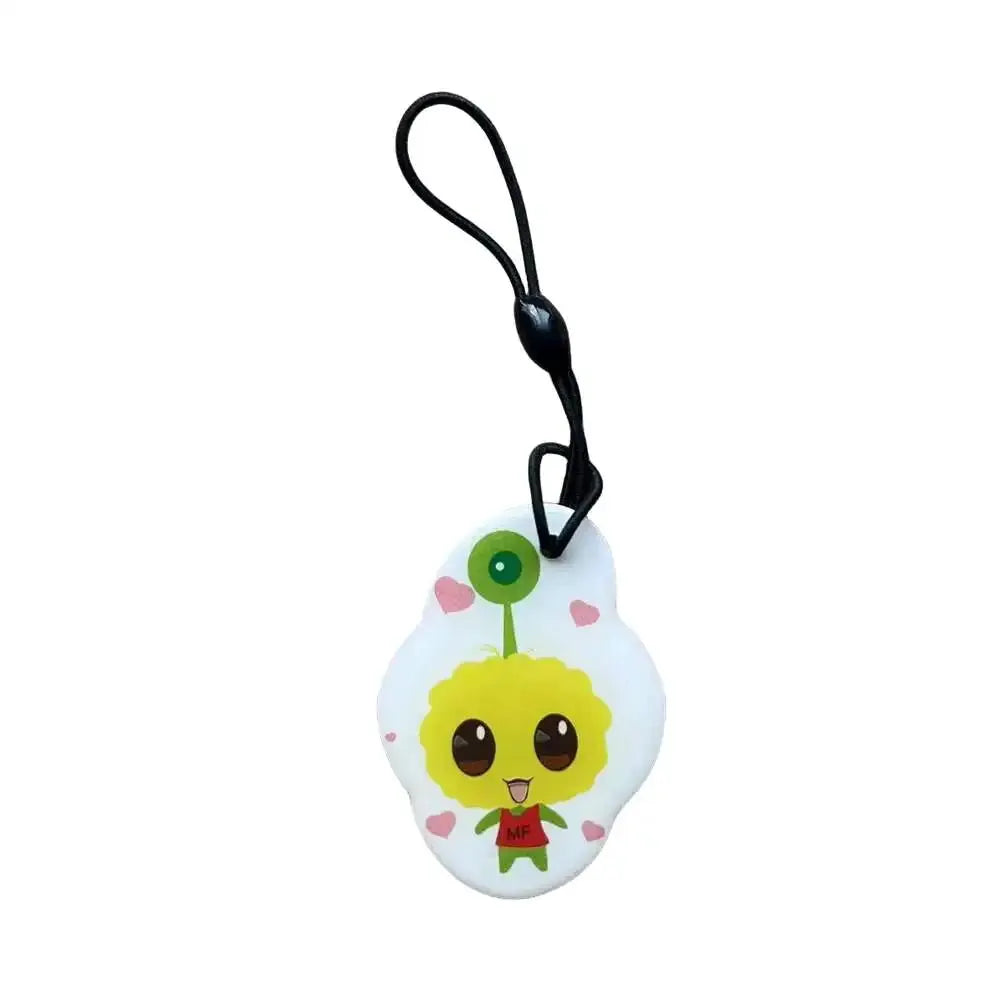 RFID keyfob with cute yellow character print, white waterproof tag and black lanyard - Simples Market