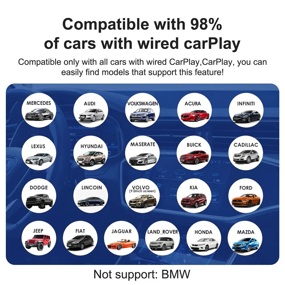 Android 13 TV Box by Simples Market with CarPlay/Android Auto; blue UI with 21 car-brand icons; Not support BMW