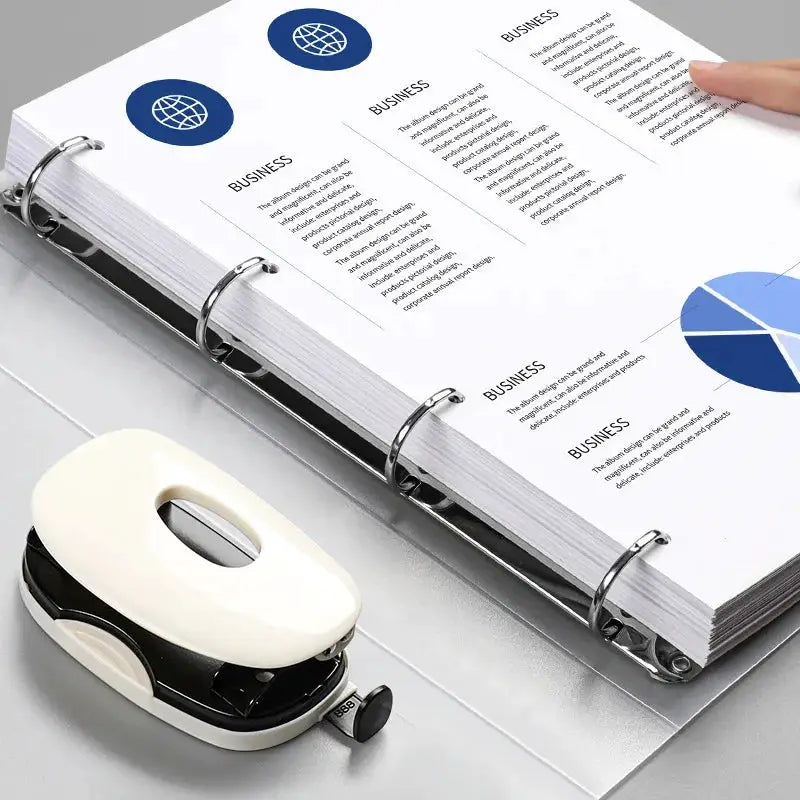 Simples Market A4 4-hole D-type binder, blue PP, transparent perforated folder