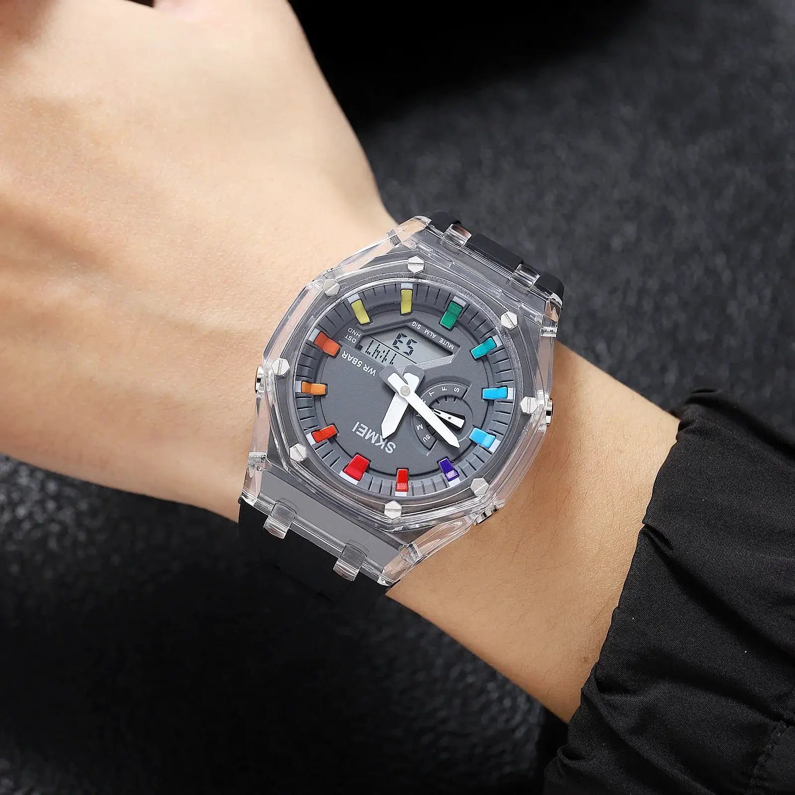 SKMEI 2100 Digital Sports Watch Waterproof Countdown Stopwatch LED Light Dual Time Alarms