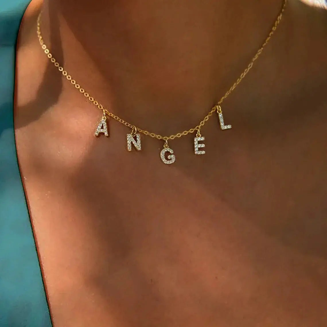 Personalized Initial Name Necklace Stainless Steel Women Alphabet Letter Pendant Gift