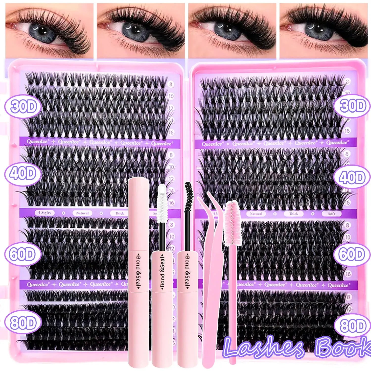 DIY Lash Extension Kit For Clusters And Individual Eyelashes 9 To 16mm Bond And Seal Wispy Natural Look