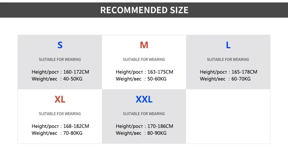 Simples Market Multi-Pocket Oversized Cargo Pants size chart showing S-XXL with height and weight ranges.