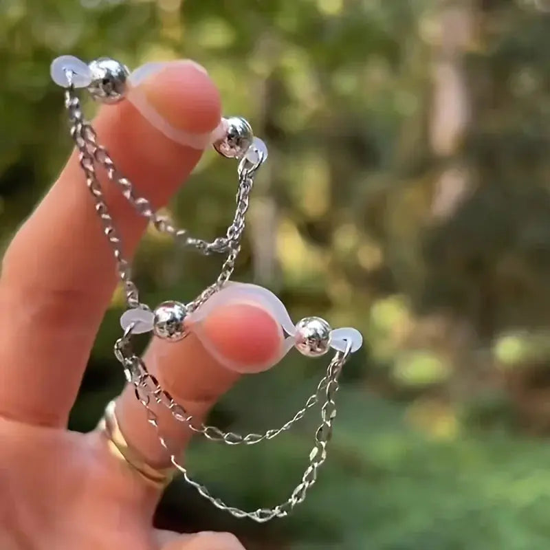 1 pair adjustable fake nipple rings, acrylic with sparkling accents, Simples Market