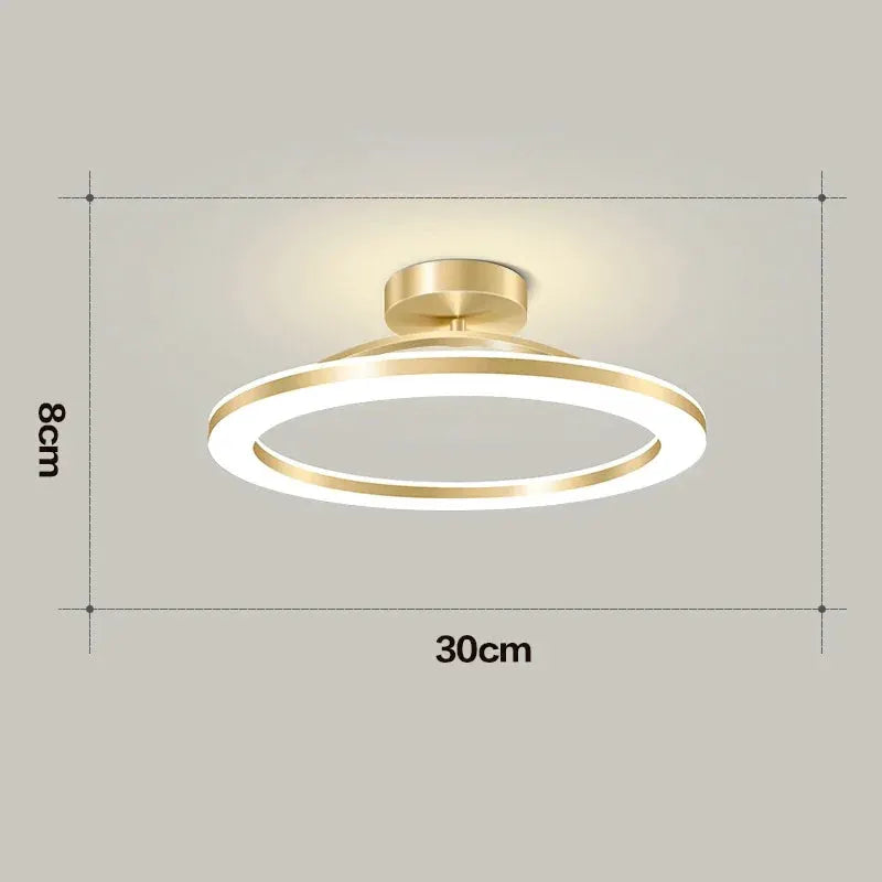 Simples Market modern LED ceiling lamp with gold circular ring, 30cm diameter, 8cm height