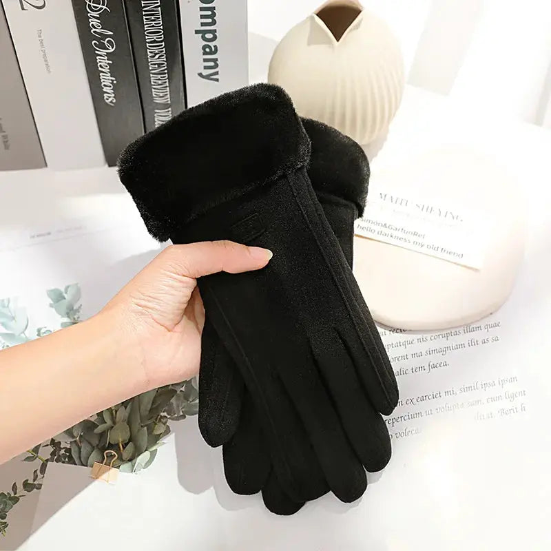 ArcticGlow Women Thick Plush Gloves Ultra Warm With Suede Accents For Driving And Cycling