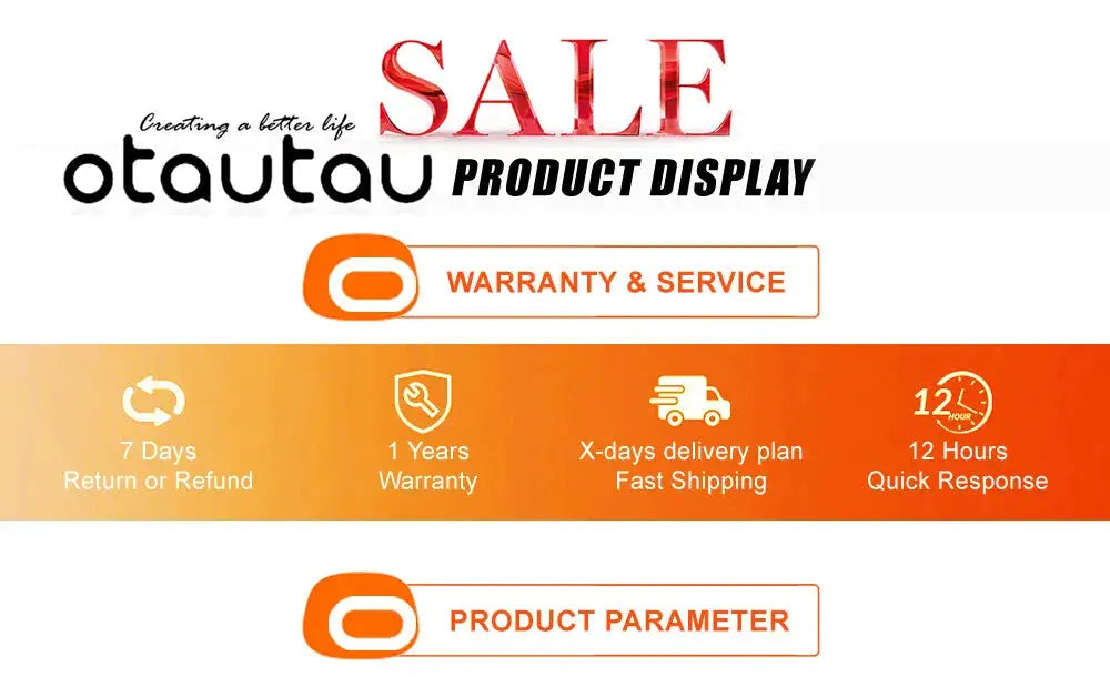 OTAUTAU cotton corduroy cushion cover product display banner by Simples Market with warranty and shipping icons
