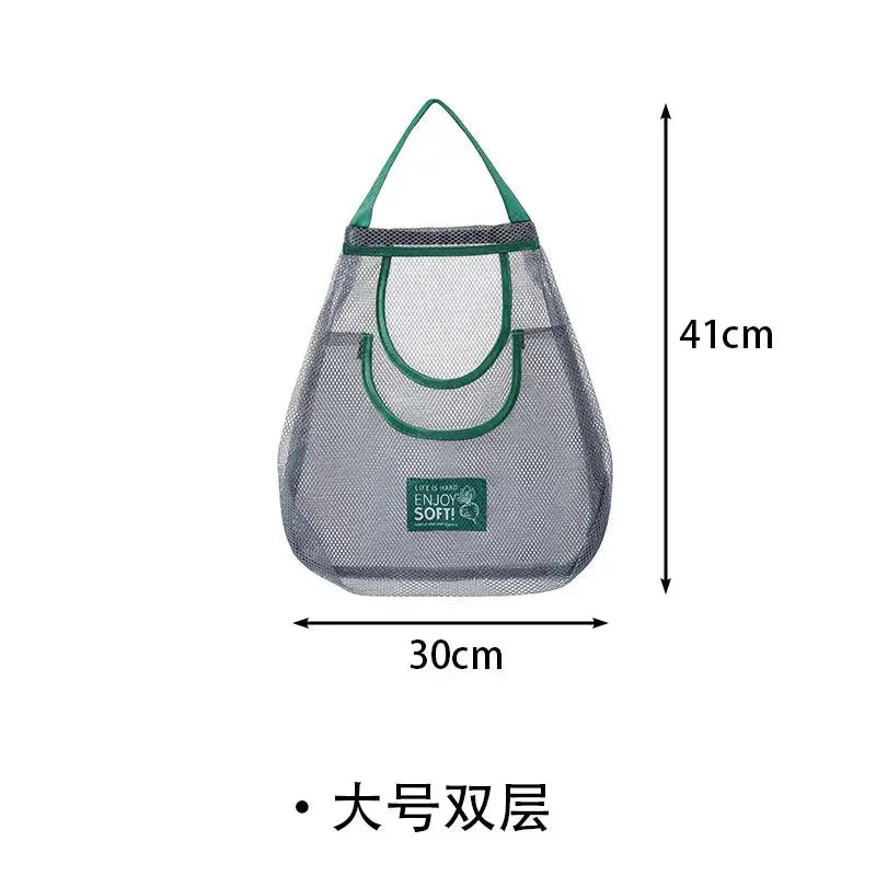 EcoMesh Reusable Hanging Mesh Storage Bags For Fresh Ginger Garlic Potatoes And Onions With Airflow Design