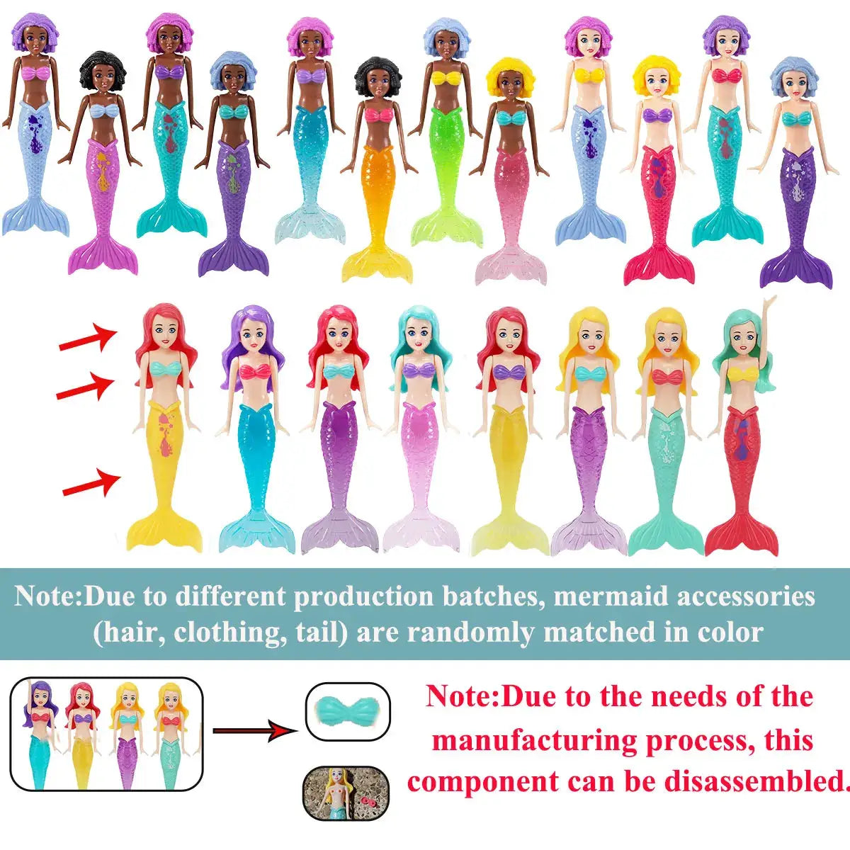 Mermaid Water Play Toys Variety Pack for Pool Beach and Bath Time Kids Gift 3 or 4 Piece Bag
