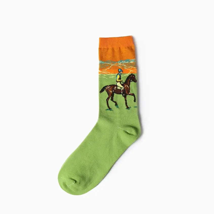 Van Gogh Mural Inspired Retro Men Socks 1 Pair Autumn Winter World Famous Oil Painting Series Funny Socks
