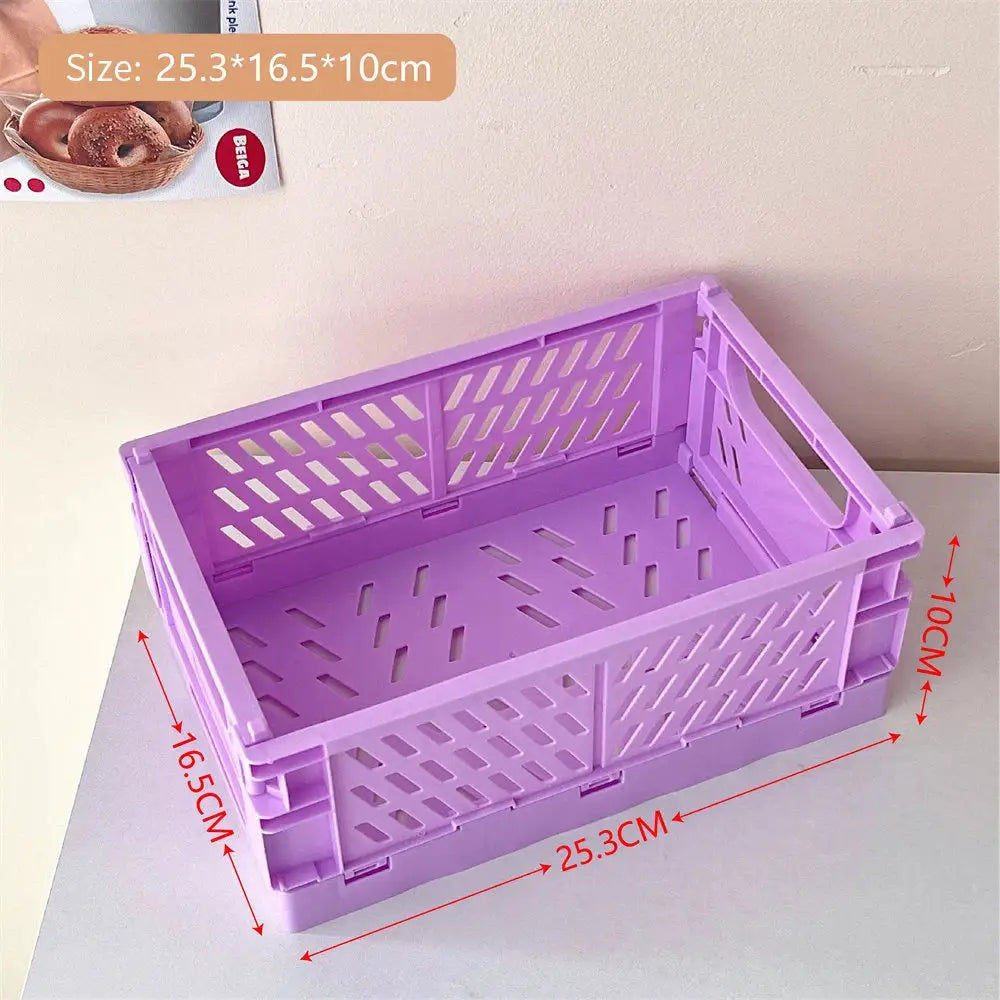 Collapsible Plastic Folding Storage Box Basket Desk Organizer For Home School Office Cosmetic And Accessories