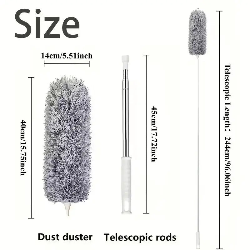 Simples Market duster with extension rod and telescopic wand; microfiber gray brush head (3-piece set)