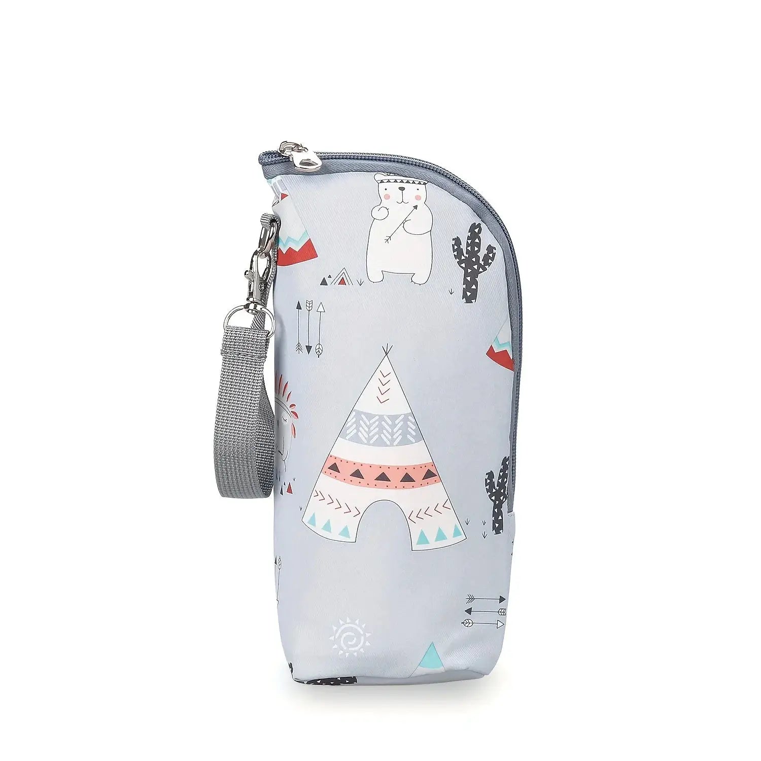 Cute Animal Print Insulated Bottle Bag and Portable Zippered Diaper Bag for Travel and Daily Use